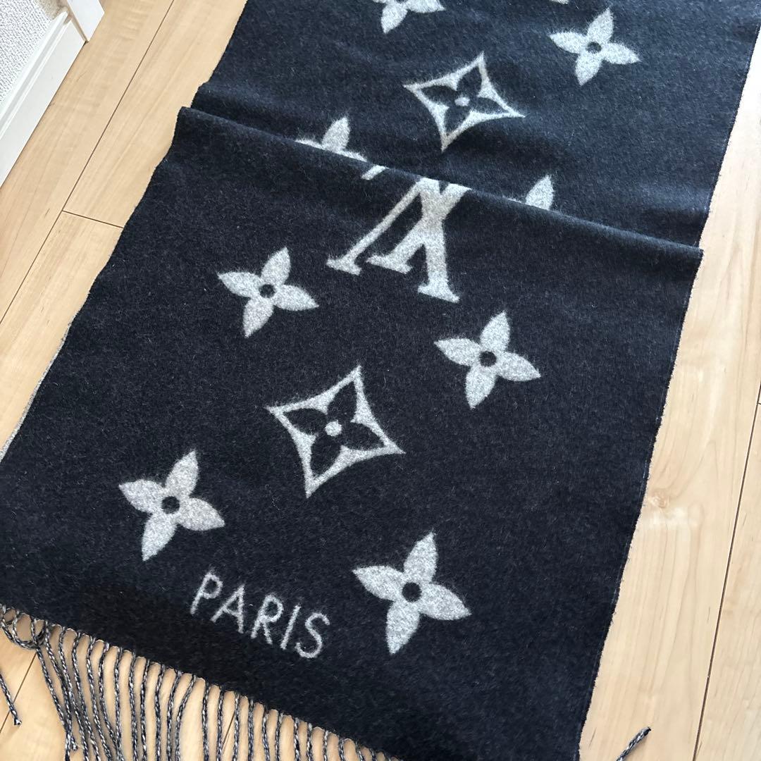 LOUIS VUITTON カシミヤマフラー グレー/ブラック