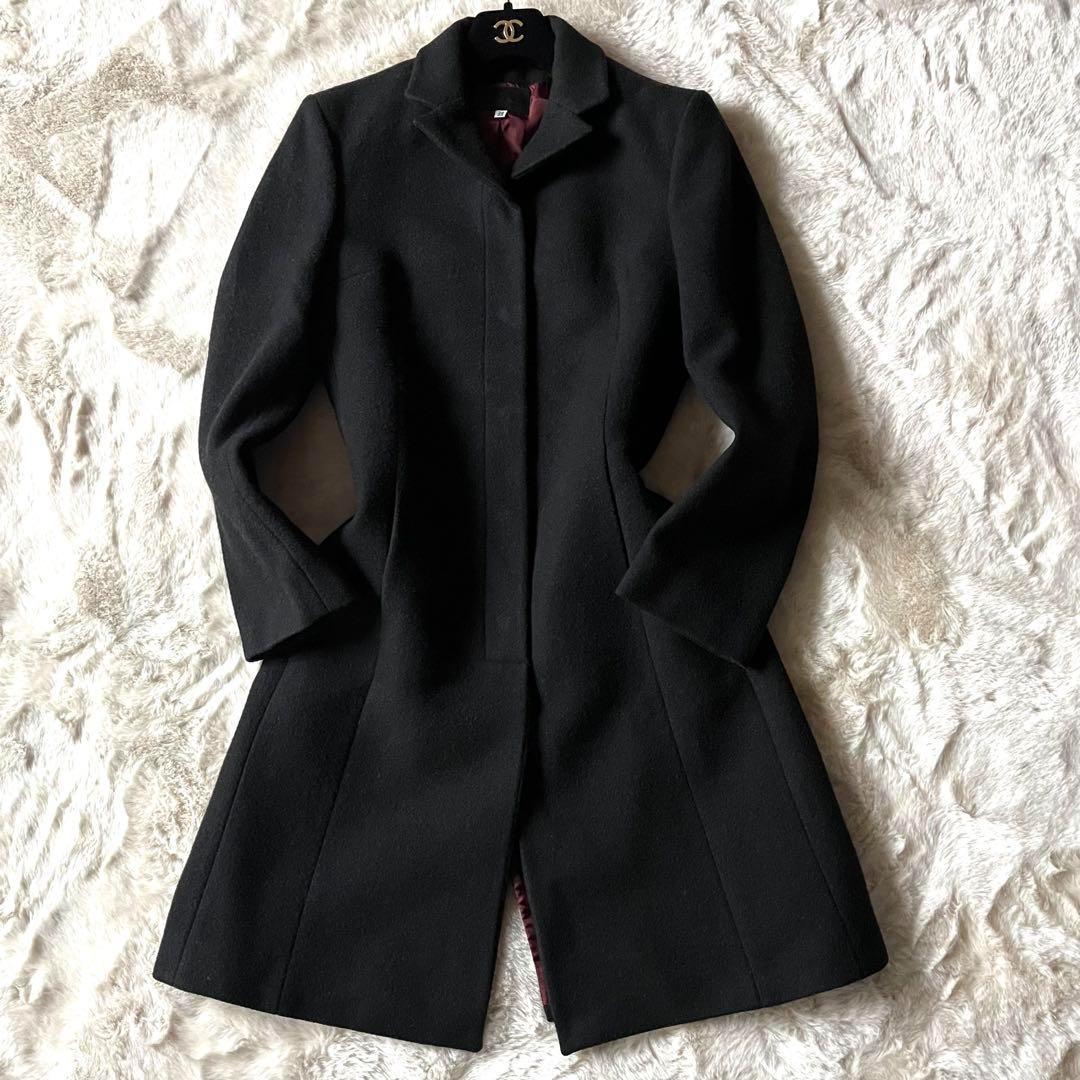 ★ドルチェ&ガッバーナ　チェスターコート　マキシ丈　ブラック　裏地パープル　比翼