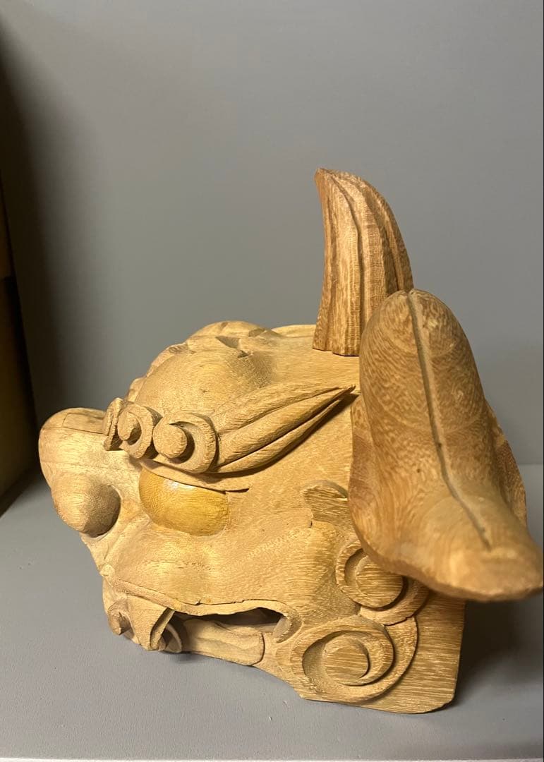 木製 獅子頭　高級手彫り　彫刻　26