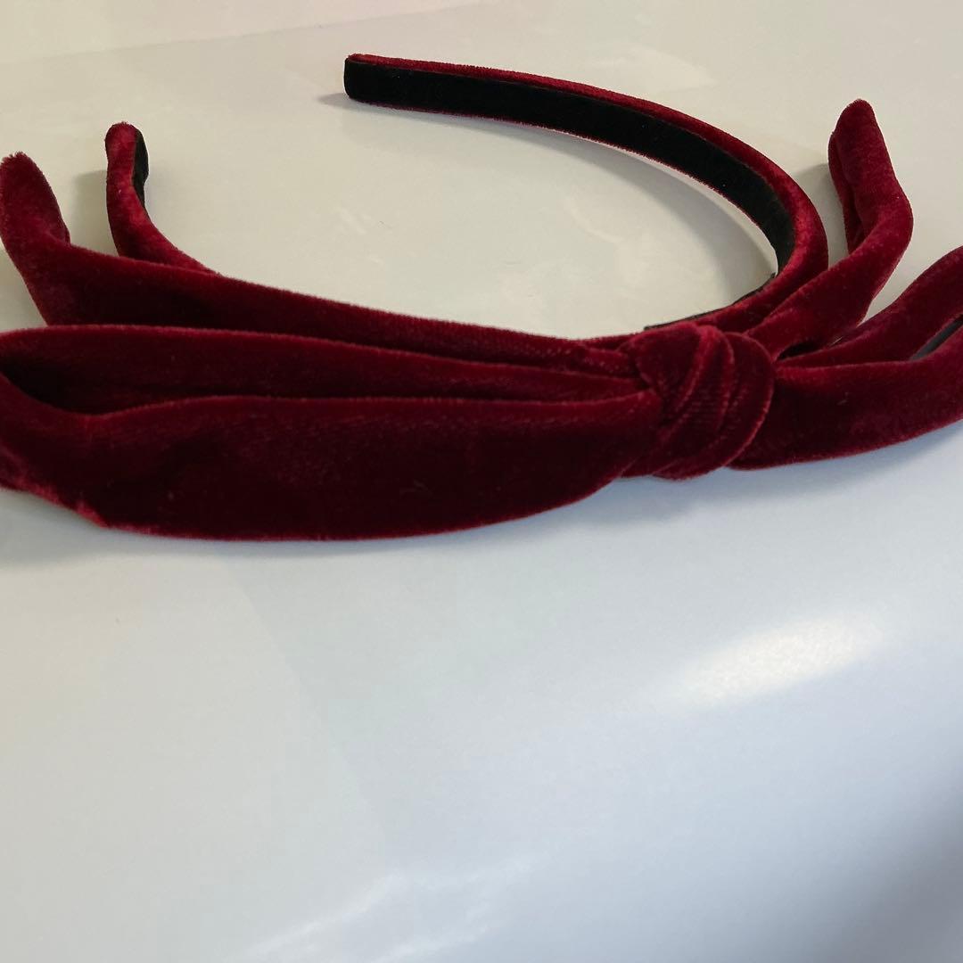 ALEXANDRE バーガンディ ベルベット ヘアバンド