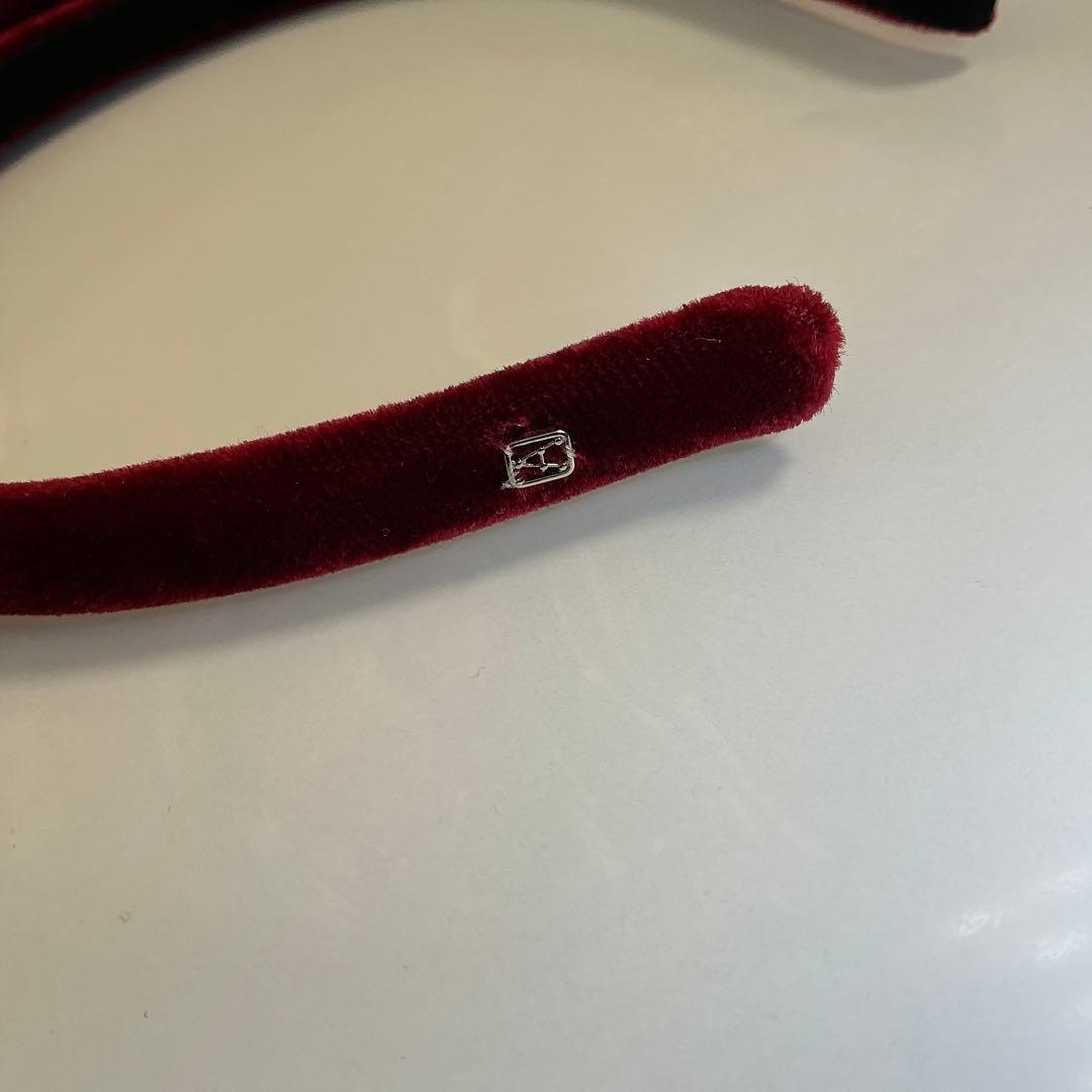 ALEXANDRE バーガンディ ベルベット ヘアバンド
