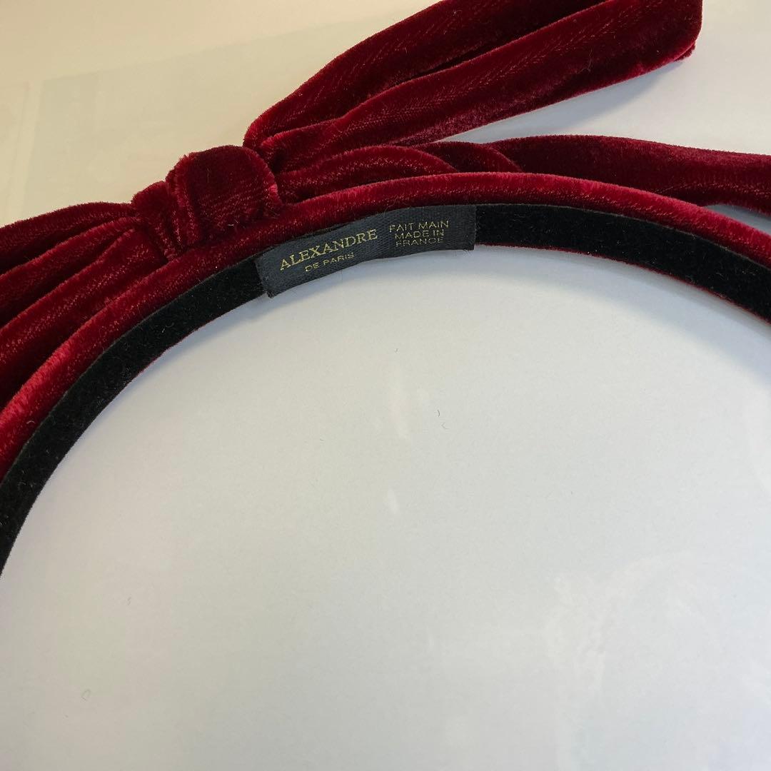 ALEXANDRE バーガンディ ベルベット ヘアバンド