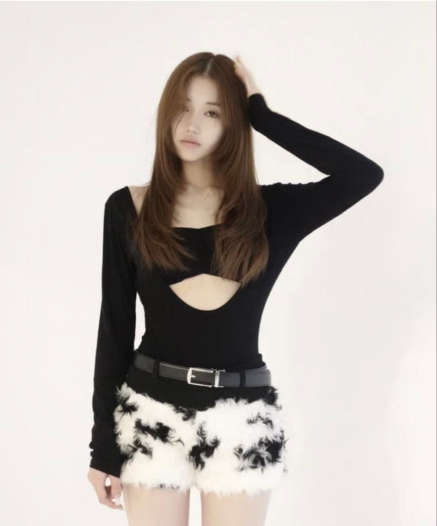 パンツ kiss the club cozy fur shorts cow