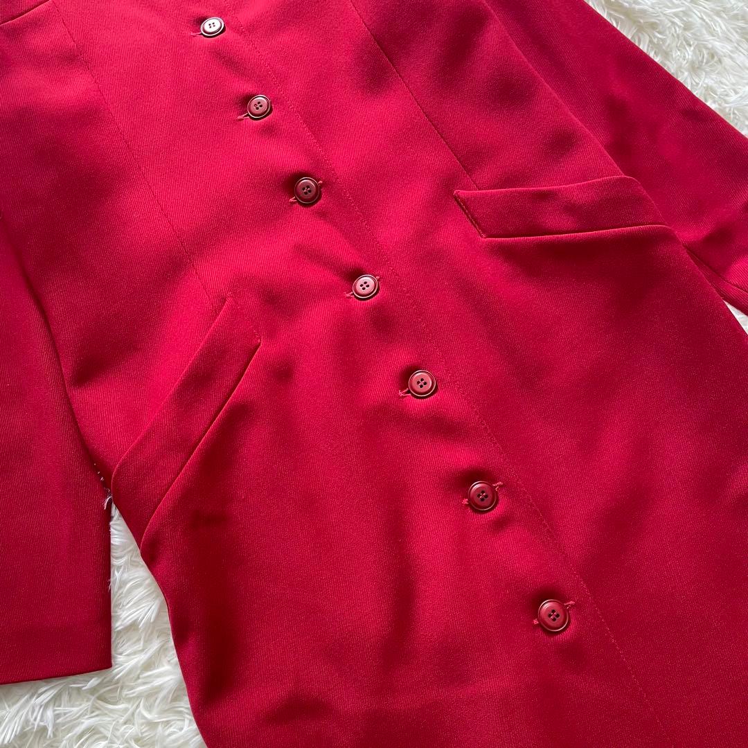 美品✨ クリスチャンディオール ノーカラー ウール ロングコート 赤 L 40