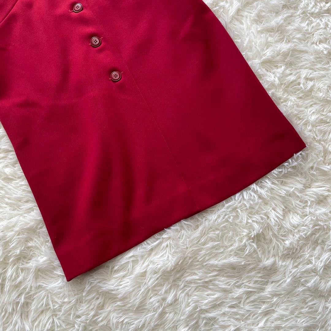 美品✨ クリスチャンディオール ノーカラー ウール ロングコート 赤 L 40