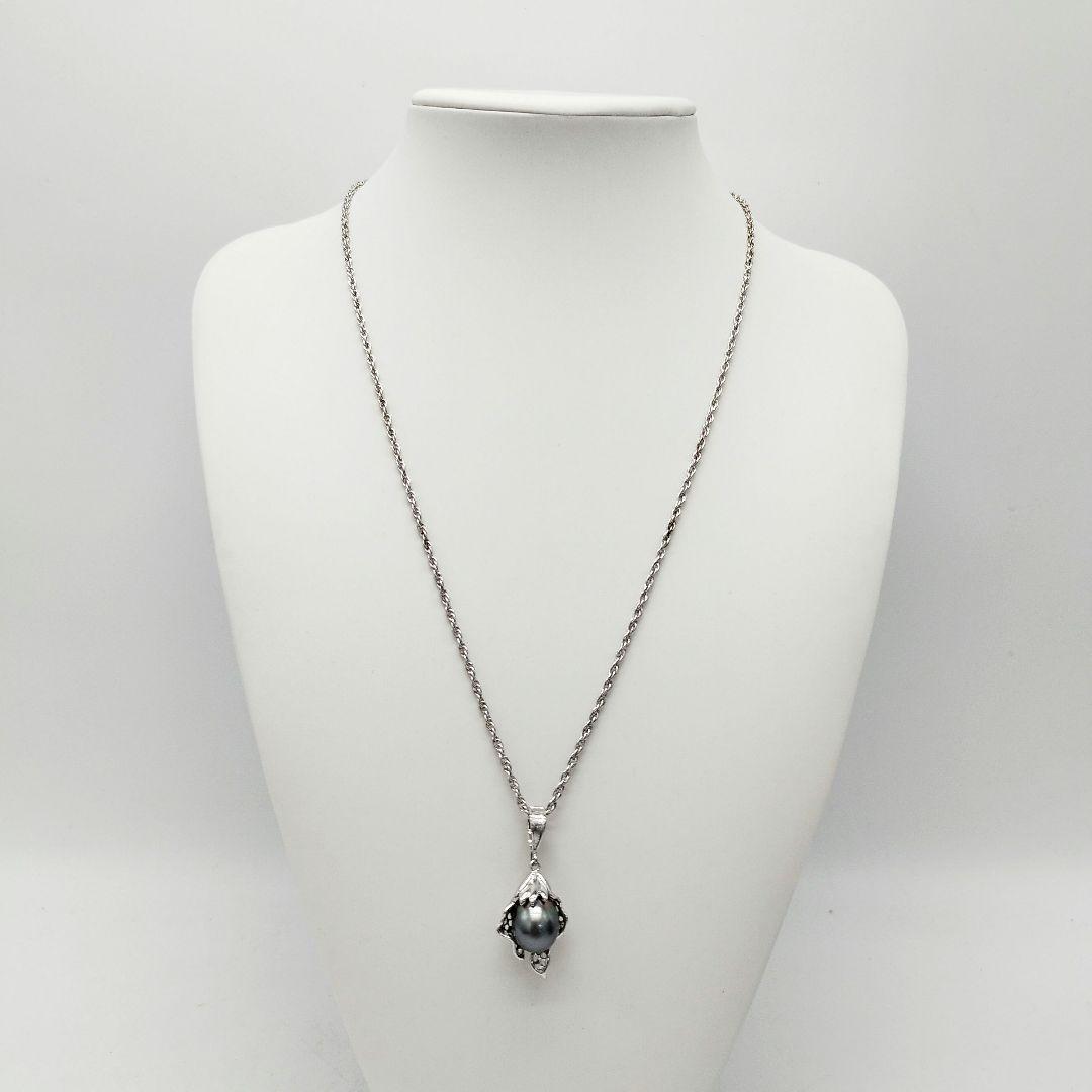 【美品】黒蝶真珠　パール　ロングネックレス　バロック　12mm　シルバー925