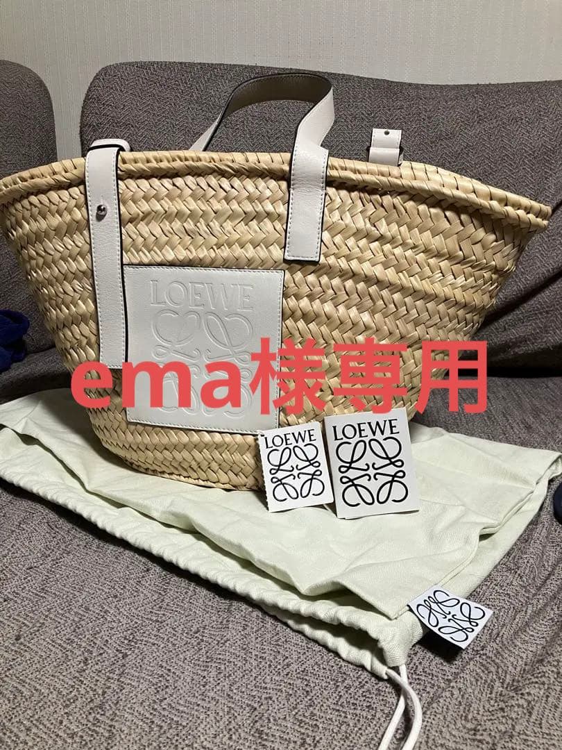 LOEWE かごバッグ ナチュラル/ホワイト　M