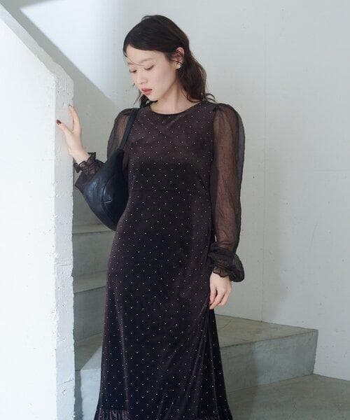 Kastane 【結婚式/オケージョン】ベロアスタッズワンピース