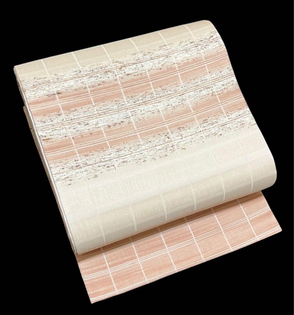 弥栄織物 スリーシーズン 袋帯 六通柄 正絹 ぜんまい紬 未使用 イ6325