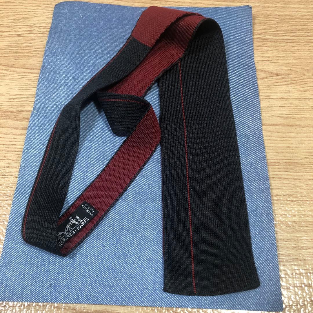 【本日限定値下レア未使用】HERMESイタリア製ニットリバーシブルシルクタイ