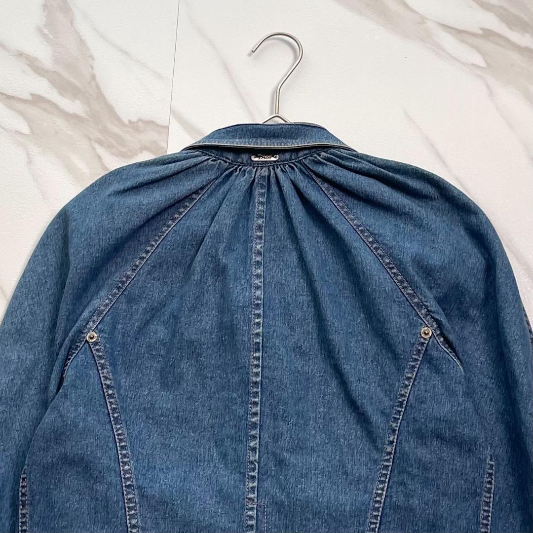 希少　ガリアーノ期　ディオール　デニムジャケット　ストレッチ　ギャザー　XL