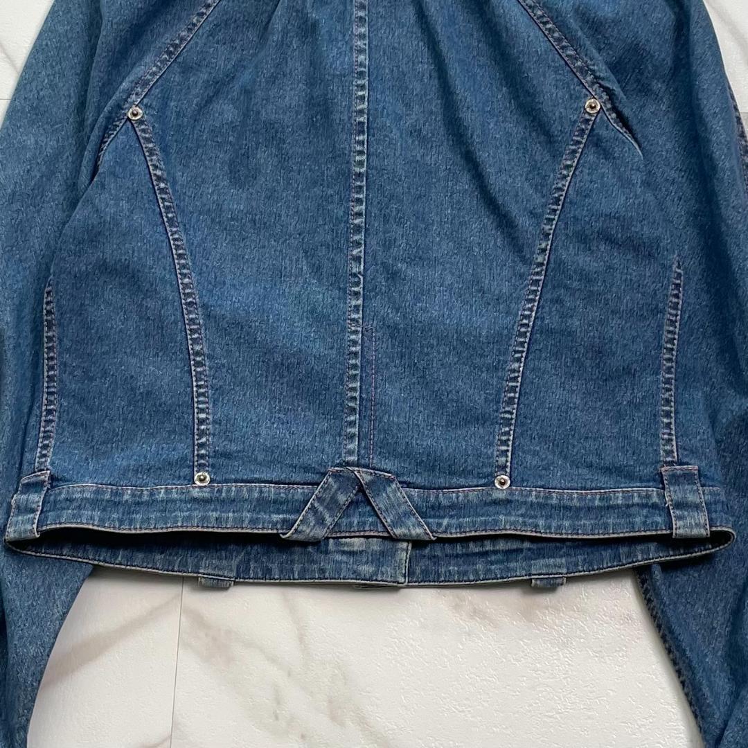 希少　ガリアーノ期　ディオール　デニムジャケット　ストレッチ　ギャザー　XL