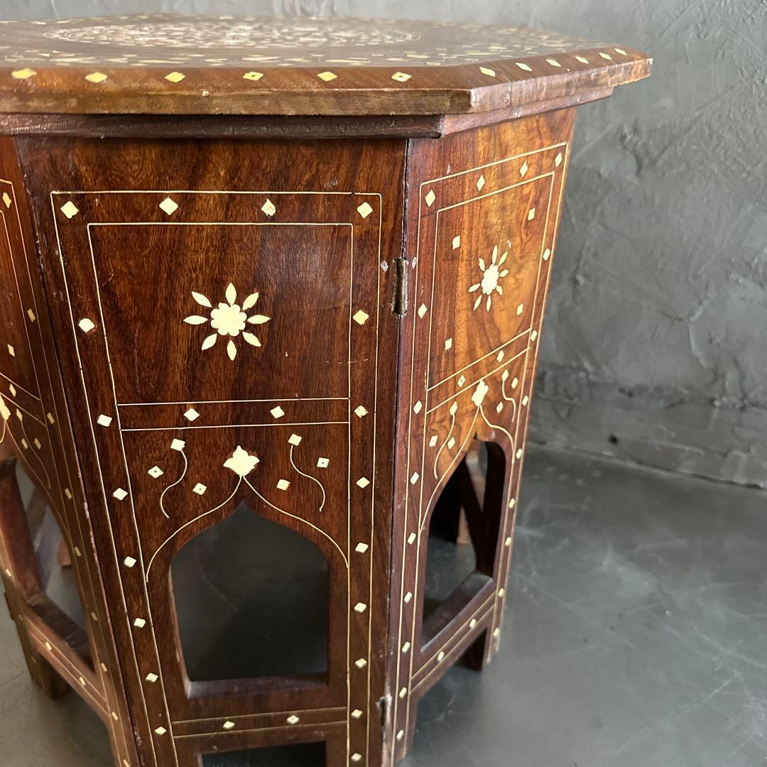 お値下げ❣️ヴィンテージ　折りたたみ8角ティーテーブル