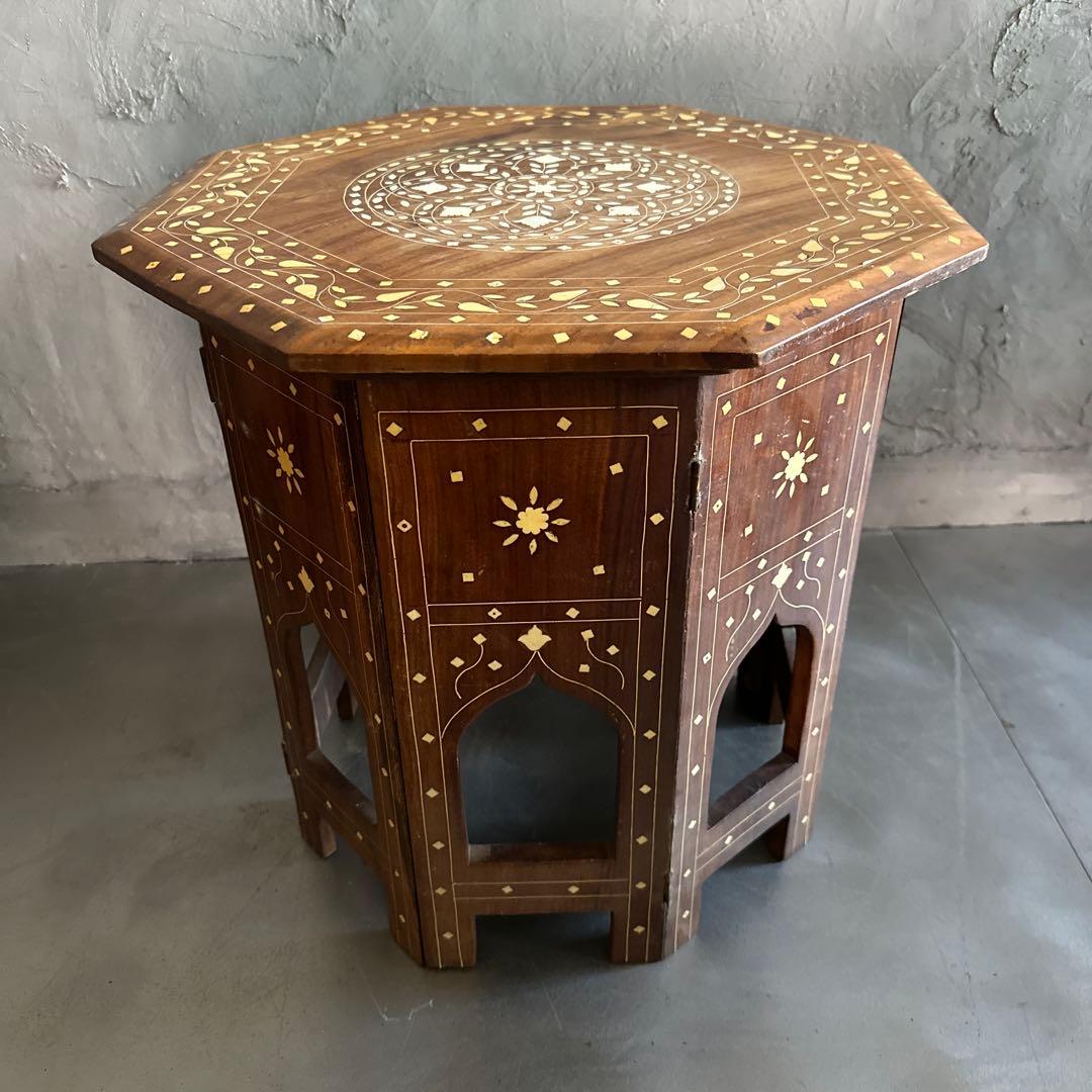 お値下げ❣️ヴィンテージ　折りたたみ8角ティーテーブル