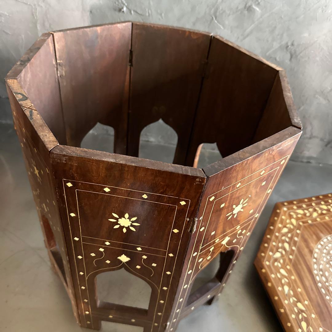 お値下げ❣️ヴィンテージ　折りたたみ8角ティーテーブル