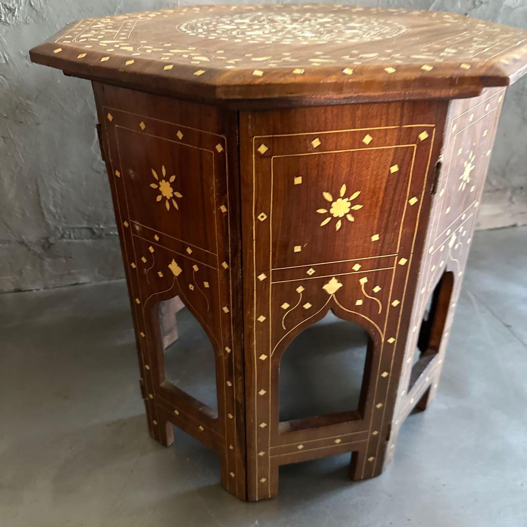 お値下げ❣️ヴィンテージ　折りたたみ8角ティーテーブル