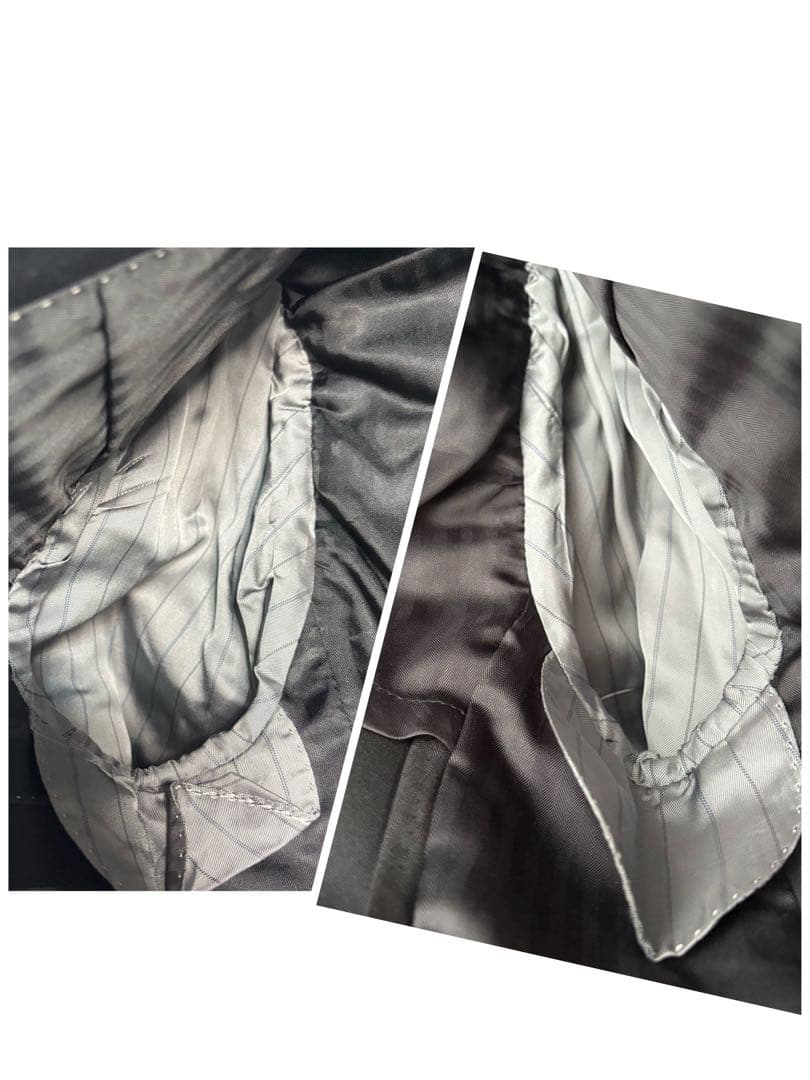 テットオム 黒 ブラック 光沢 タイト スリーピーススーツ