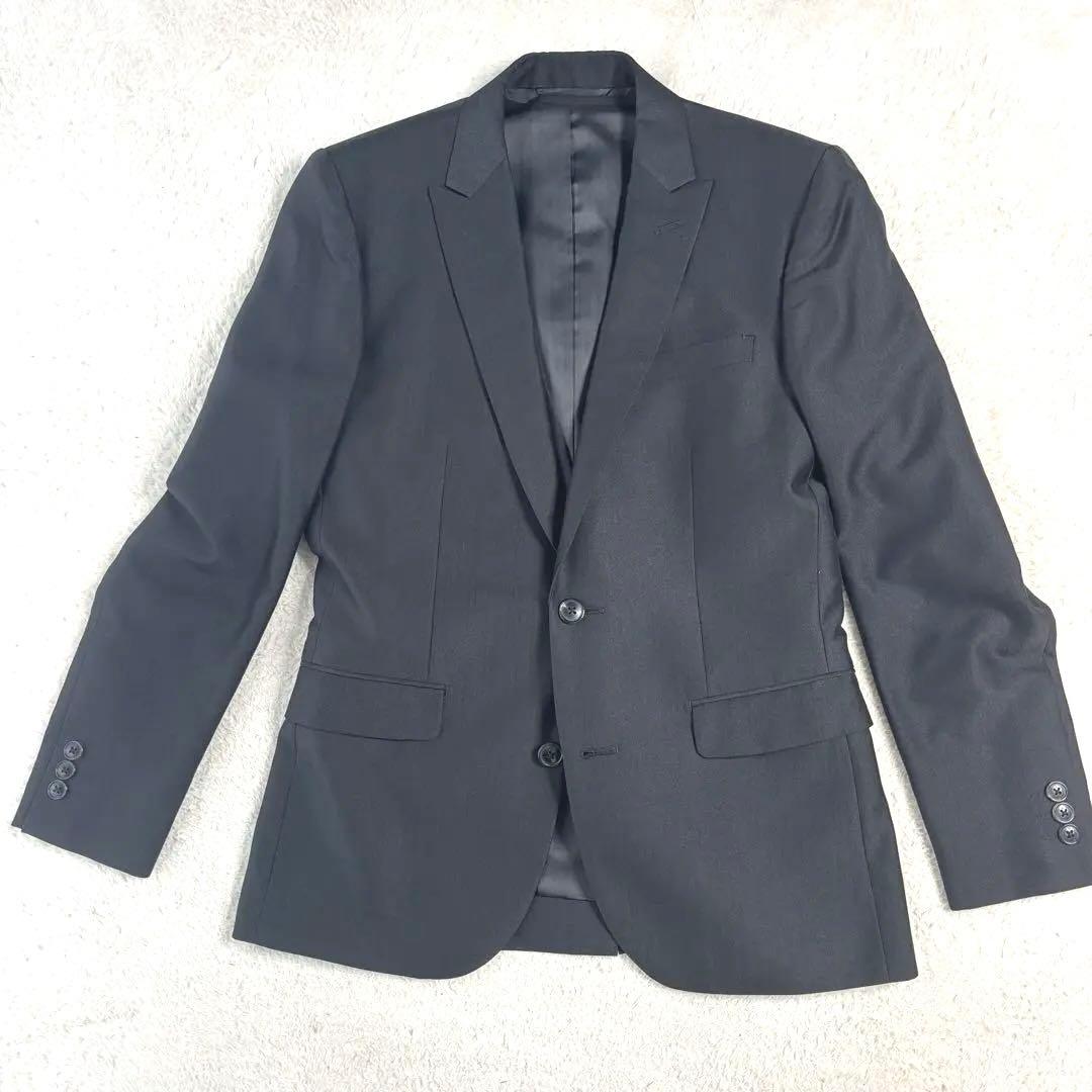 テットオム 黒 ブラック 光沢 タイト スリーピーススーツ