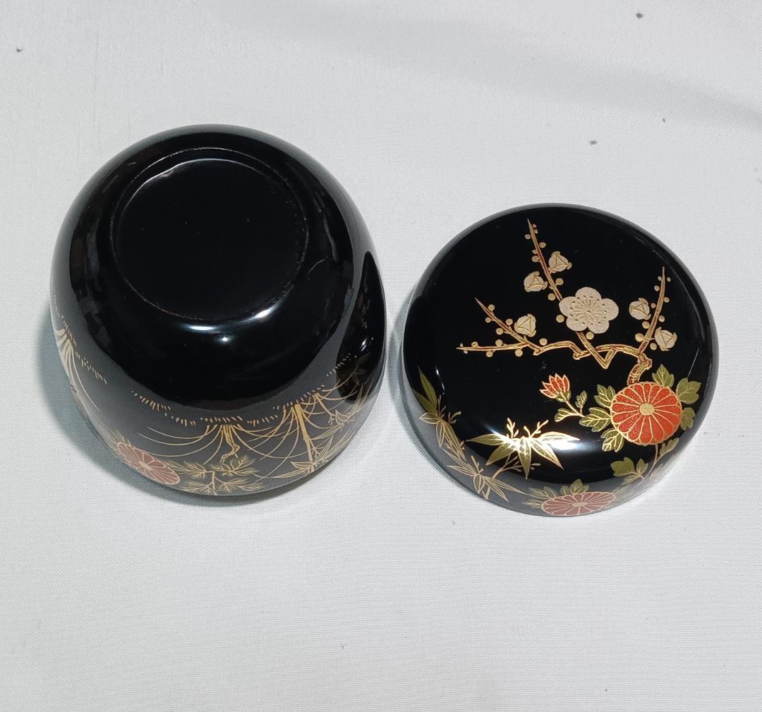 茶道具　黒漆塗大棗　蒔絵師　雅象作　黒漆塗四君子蒔絵大棗　美品！！