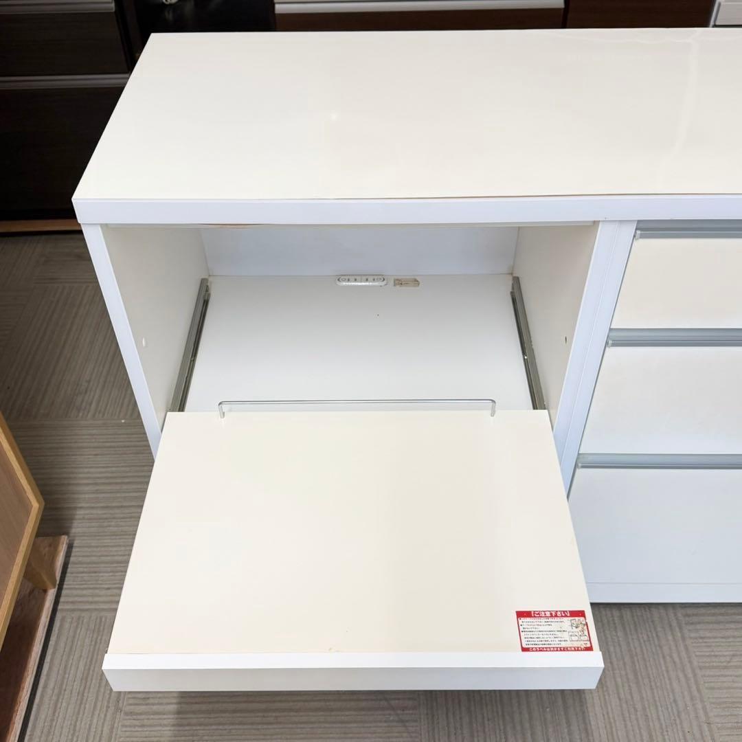 【お買い得‼️】大川家具 180cm幅キッチンカウンター 2連ダストボックス付き