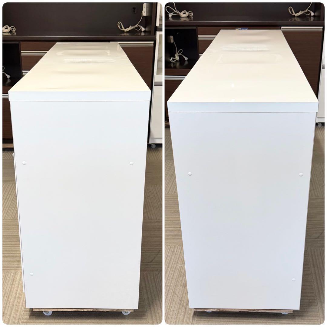 【お買い得‼️】大川家具 180cm幅キッチンカウンター 2連ダストボックス付き