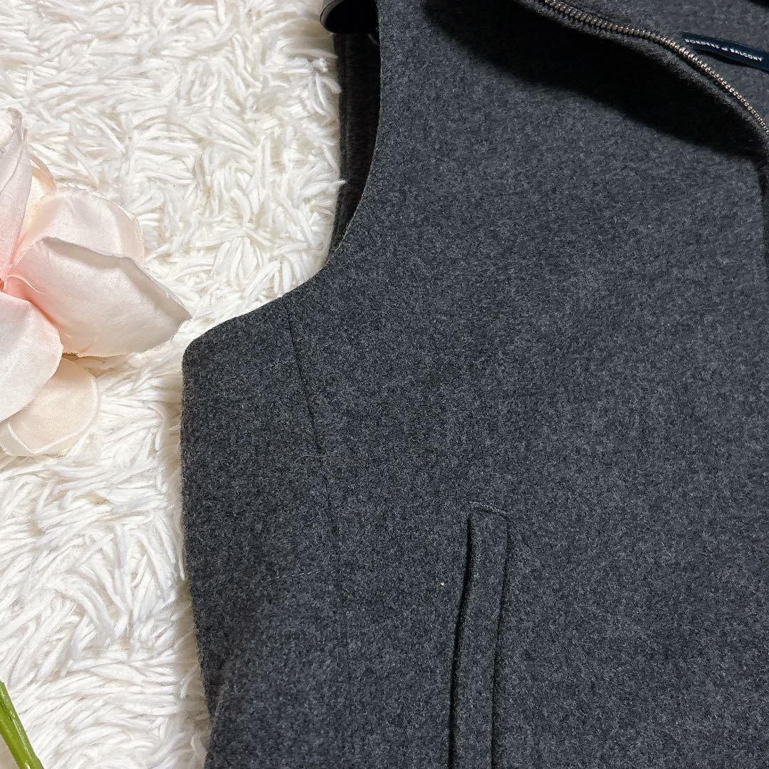 極美品♡ ボーダーズアットバルコニー　ベスト　フード付き　チャコールグレー　36