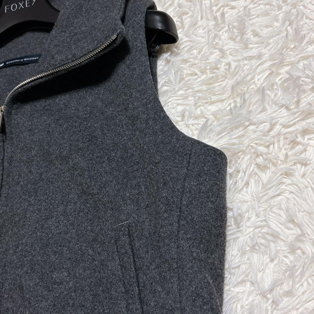 極美品♡ ボーダーズアットバルコニー　ベスト　フード付き　チャコールグレー　36