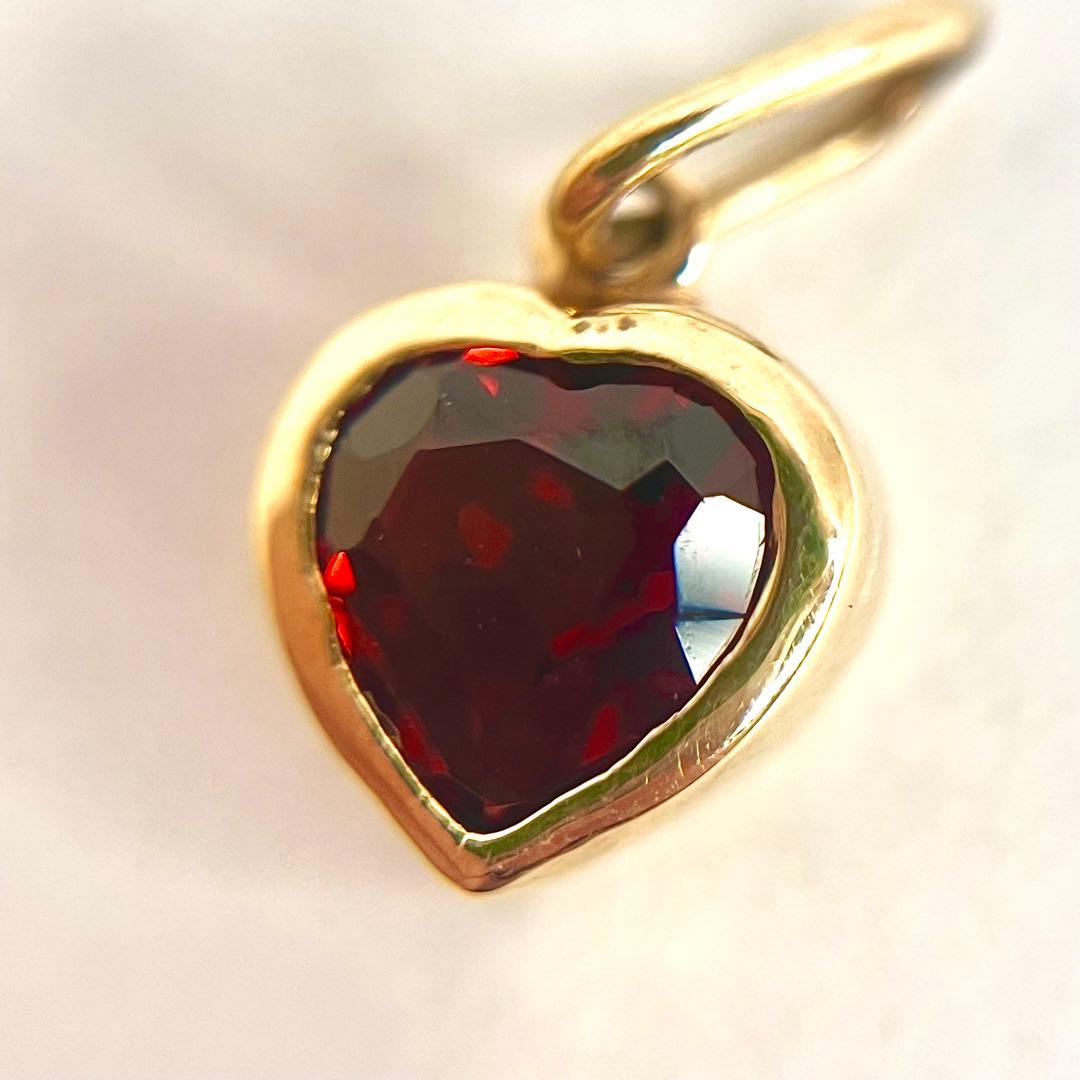 ヴァンドーム青山K10ガーネットトップチャームネックレスハートイエローゴールド