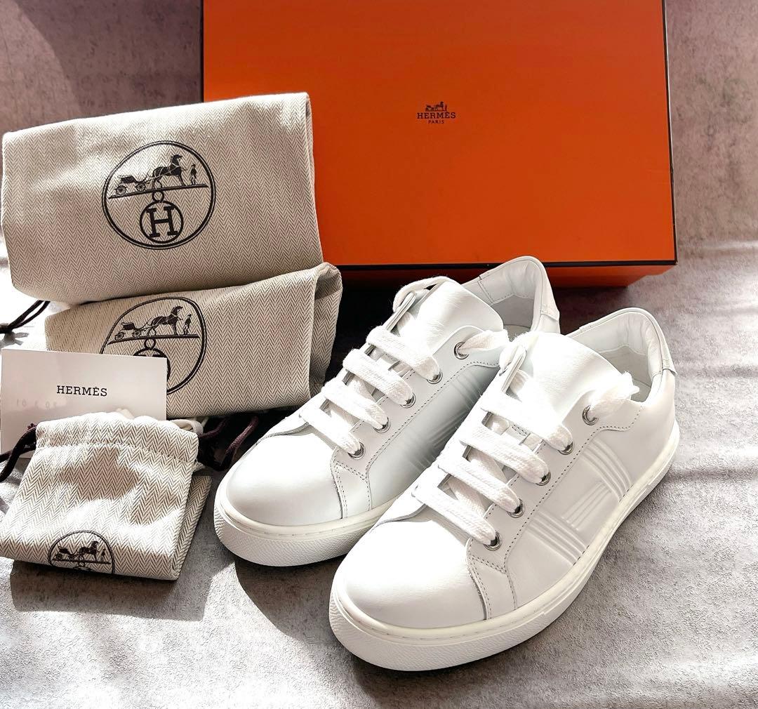初売り❣️HERMES【未使用】エルメス♦︎白♦︎スニーカー♦︎36♦︎レディース♦︎レザー