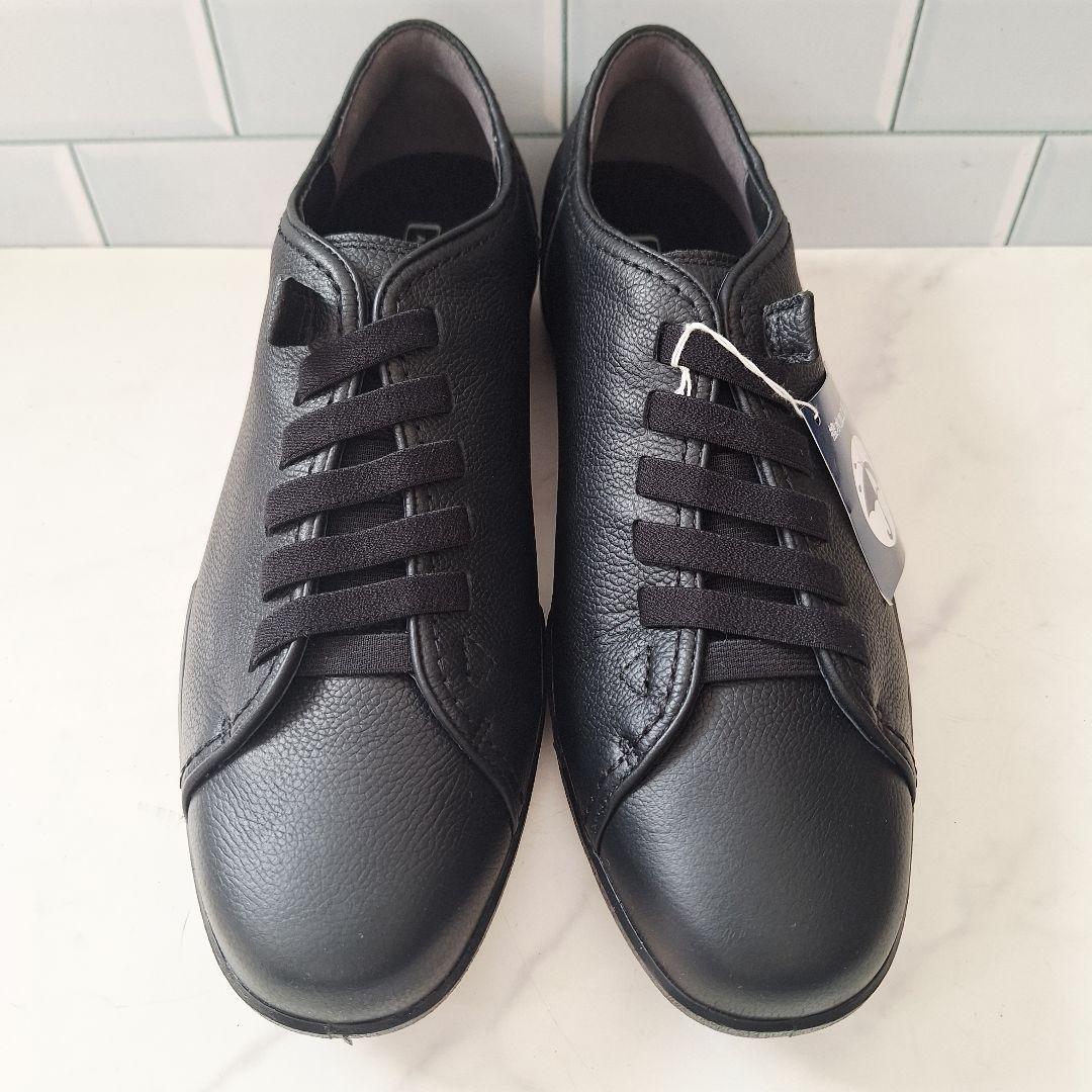 【新品】 アキレスソルボ 牛革 ゴム紐 スリッポン 26 メンズ 黒 3E