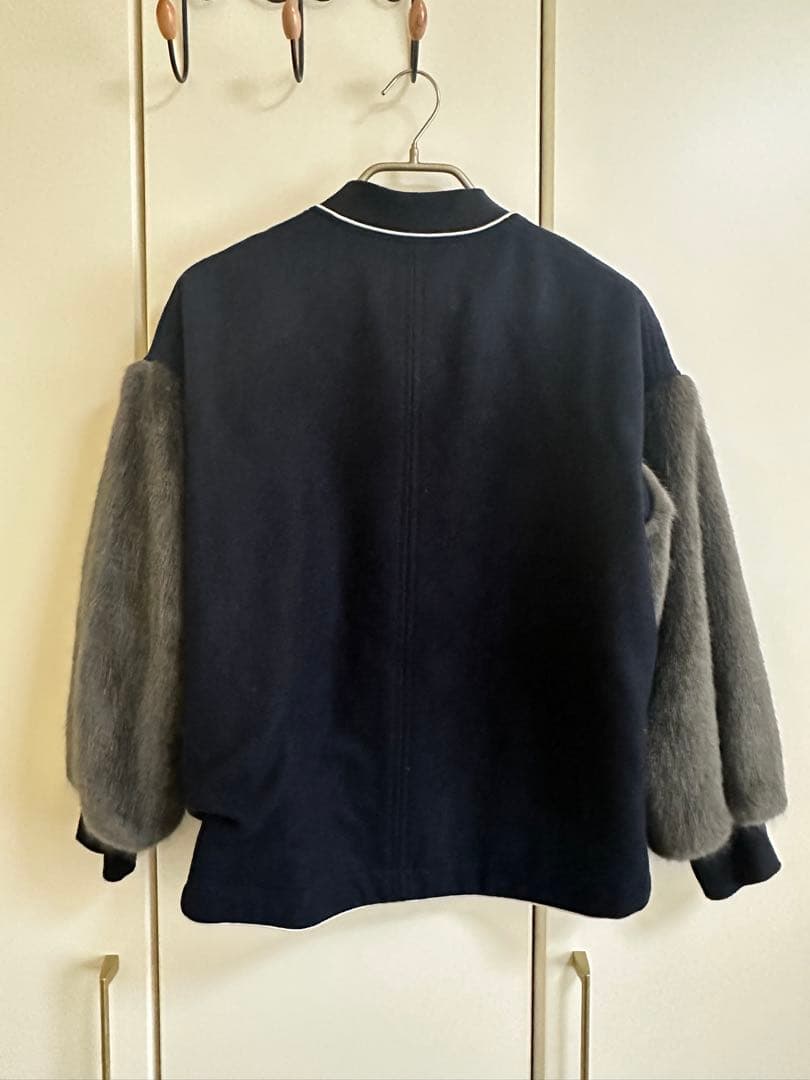 【MARGAUX】ファー袖切替 ウールブルゾン F