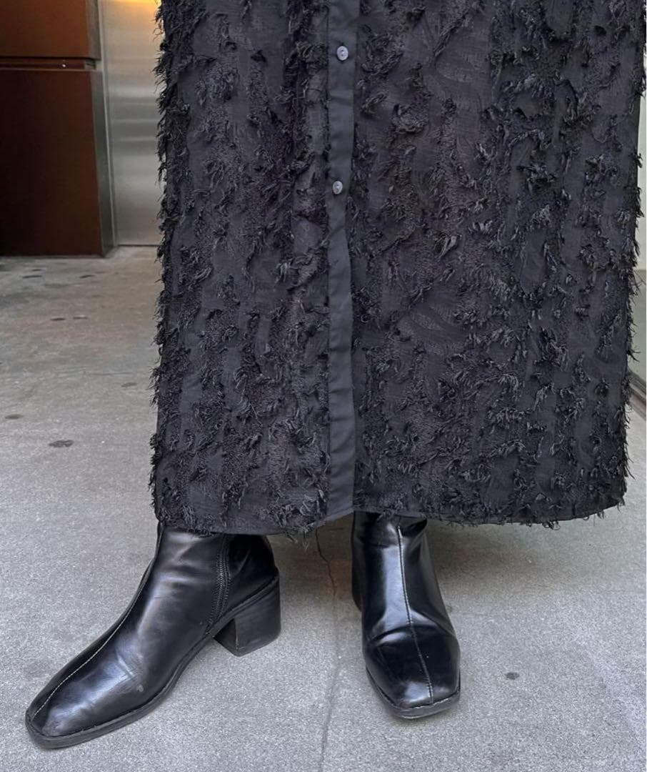 CAPRICIEUX LEMAGE ワンピース　フリンジ　ブラック　前ボタン