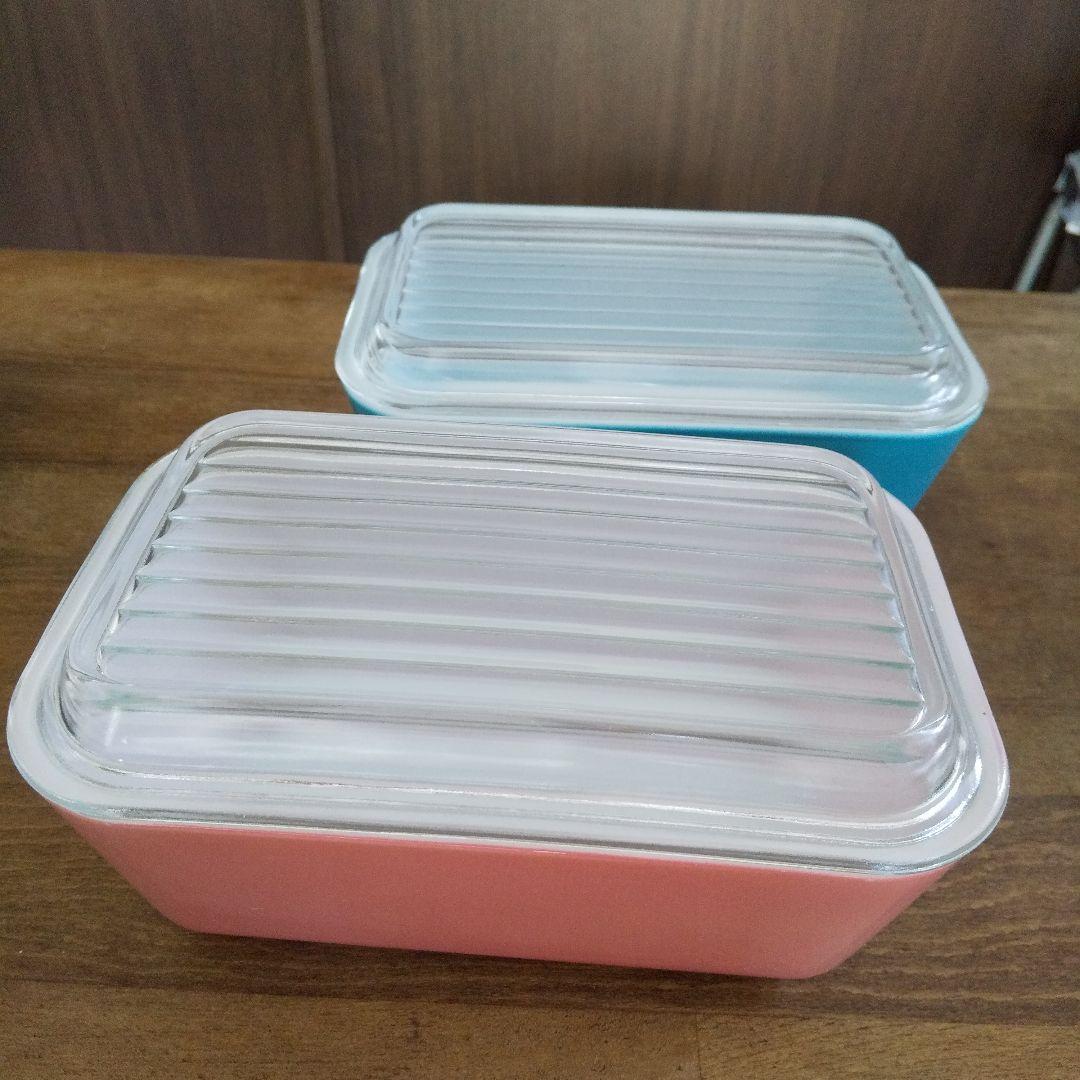極美品 4点セット(蓋含む) オールドパイレックス レフ保存容器Ｍピンク&ブルー