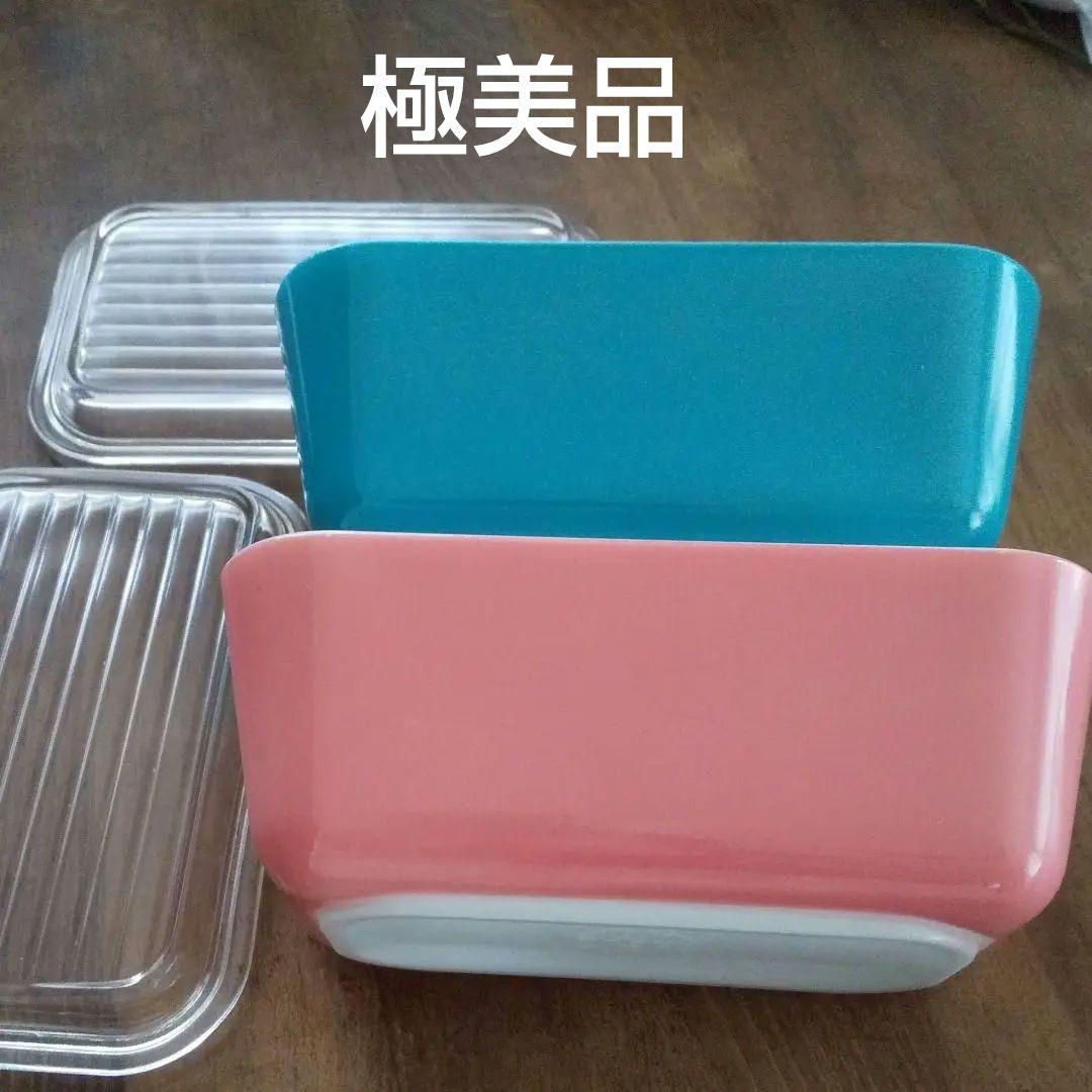 極美品 4点セット(蓋含む) オールドパイレックス レフ保存容器Ｍピンク&ブルー