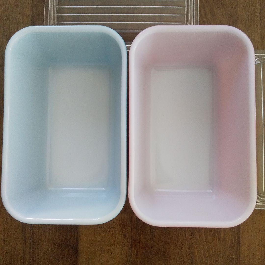 極美品 4点セット(蓋含む) オールドパイレックス レフ保存容器Ｍピンク&ブルー
