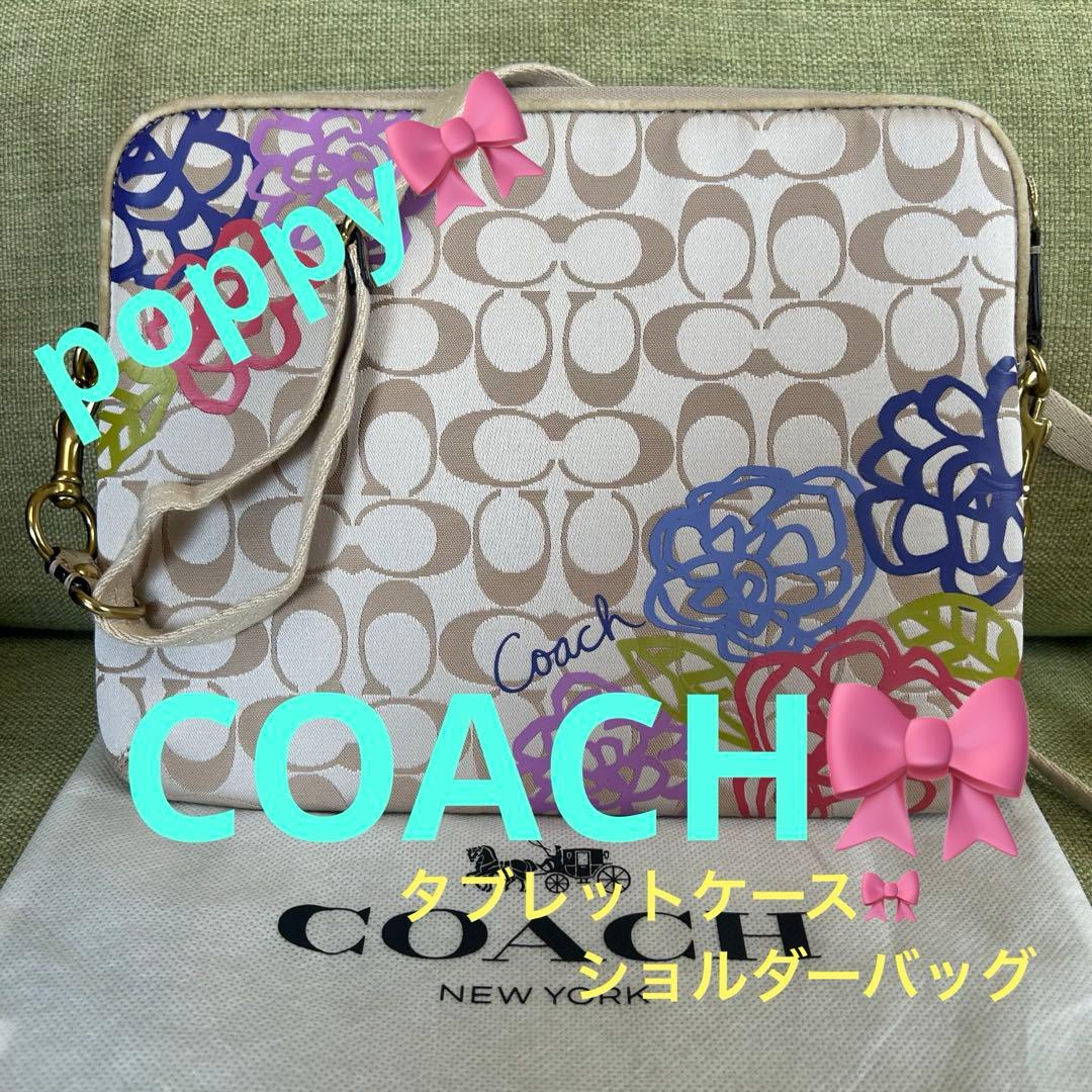 COACH コーチ　タブレットケース　ショルダーバッグ　サコッシュ　poppy