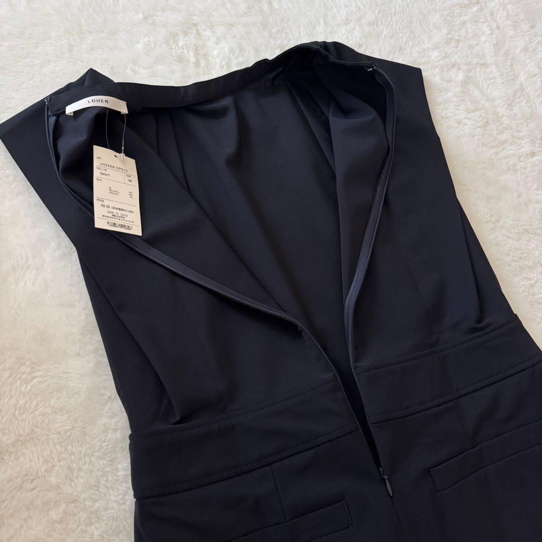 美品　LOHEN ローヘン　スタンドカラータックスリーブオールインワン　36