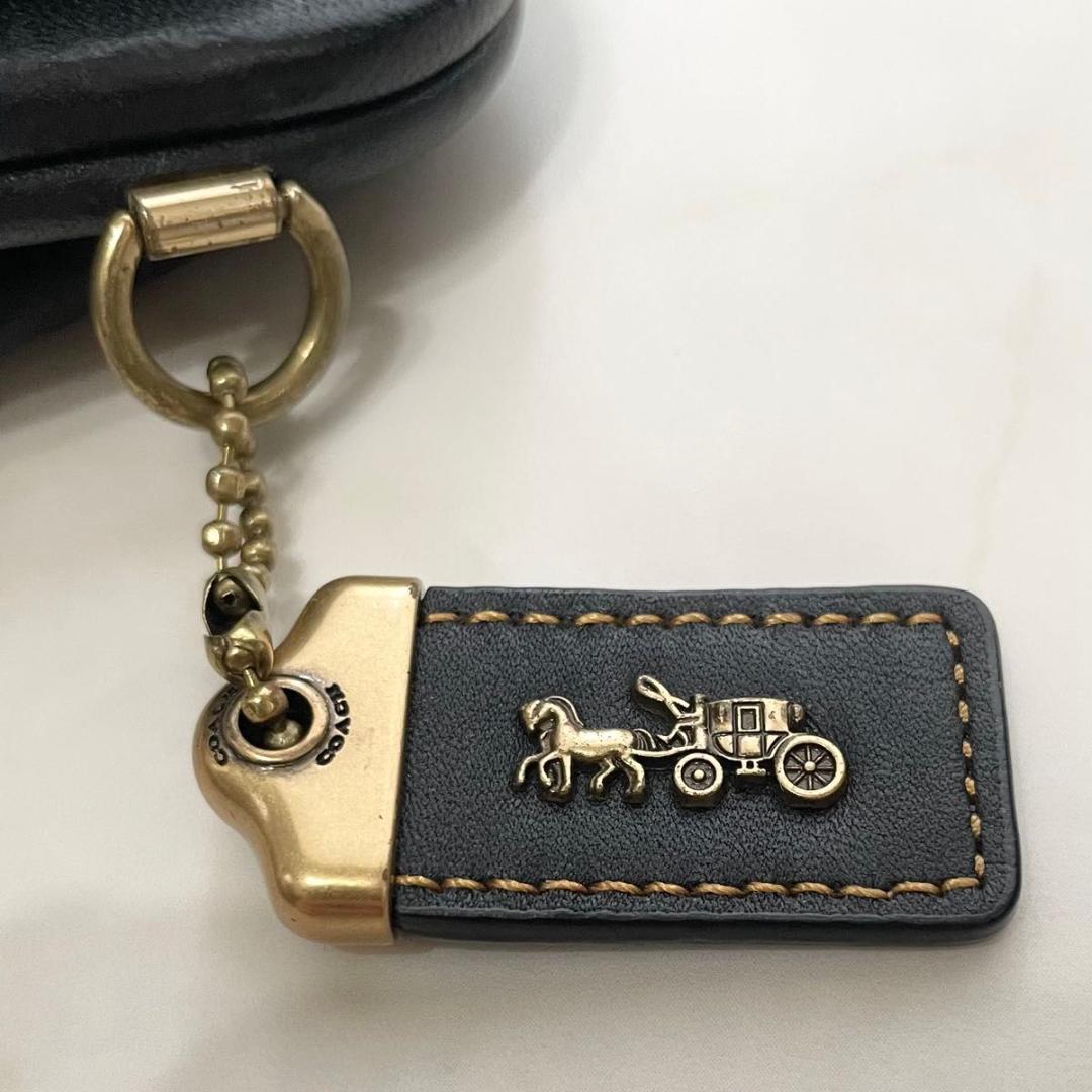 小物 COACH Leather Coin Purse Kiss Lock Black