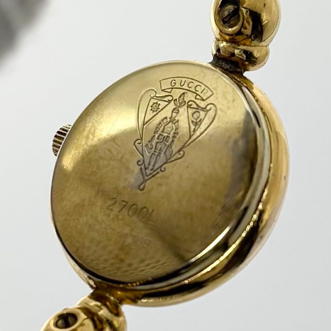 【稼働品】GUCCI グッチ 2700.2L バングルウォッチ 金 黒文字盤