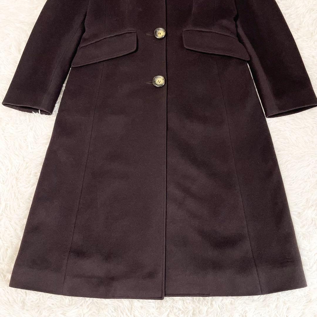 【極美品】CELINE ウールカシミヤ ロングコート 38 濃茶 ロゴボタン