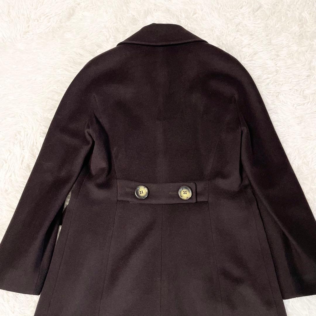 【極美品】CELINE ウールカシミヤ ロングコート 38 濃茶 ロゴボタン