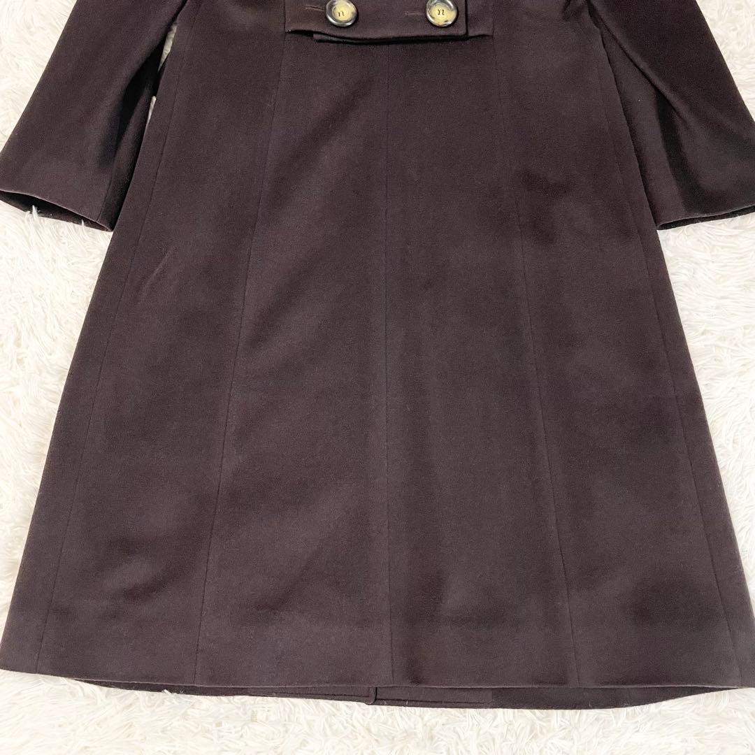 【極美品】CELINE ウールカシミヤ ロングコート 38 濃茶 ロゴボタン