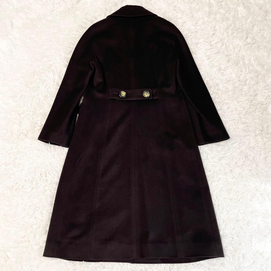 【極美品】CELINE ウールカシミヤ ロングコート 38 濃茶 ロゴボタン