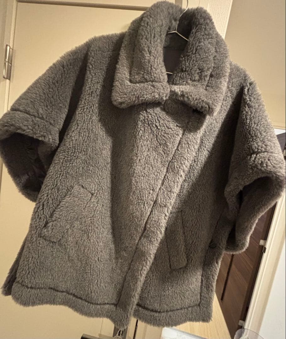 テディベア/ポンチョ/グレー/美品/LiLiRena/MaxMara好きオススメ