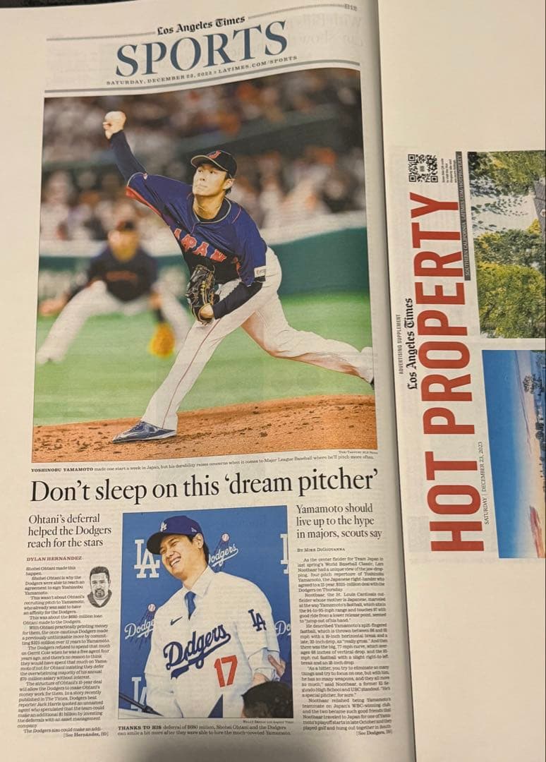 『 WBC優勝 山本由伸特集号』超激レア ロサンゼルスタイムズ ドジャース