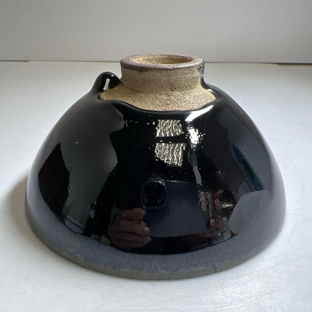 中国古玩　天目茶碗　口径約11.5㎝　木箱付　東Y8-0203①