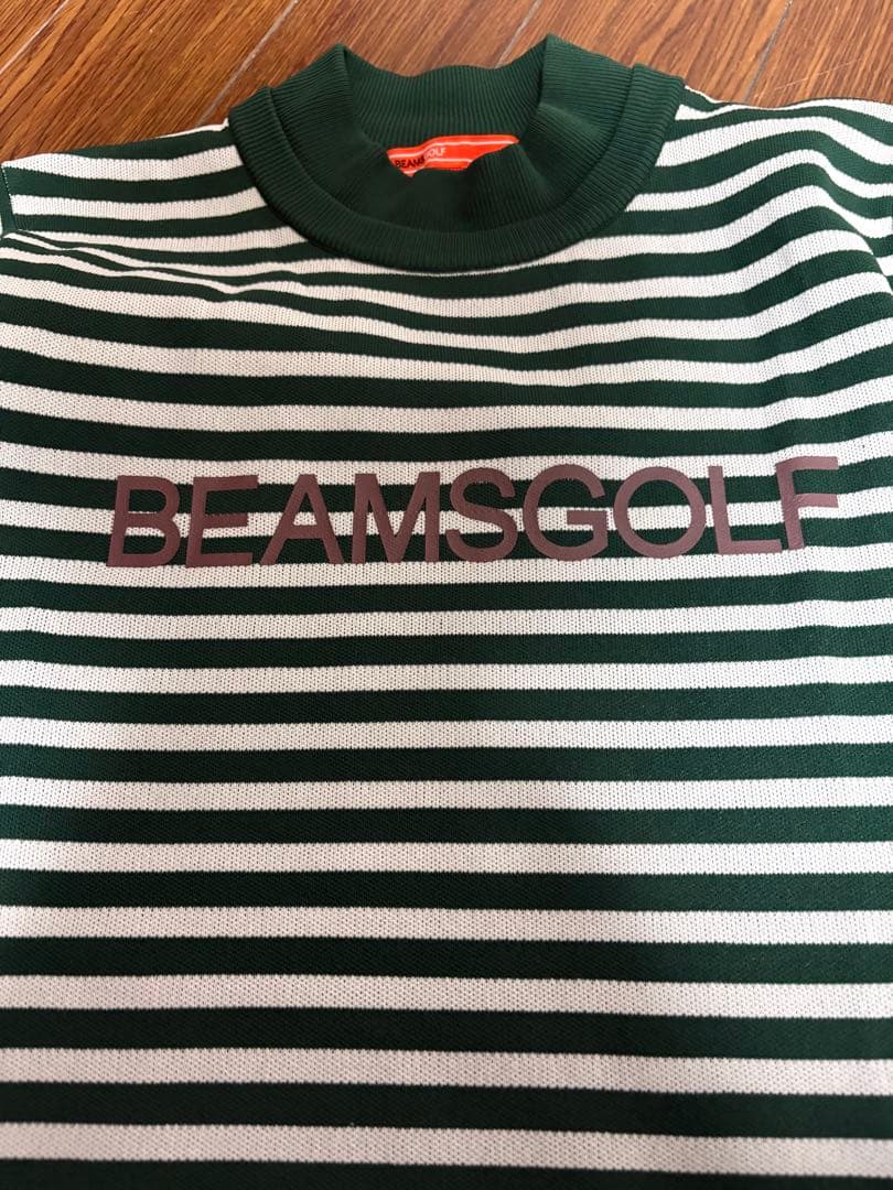 BEAMSGOLF 緑と白のストライプ セーター L