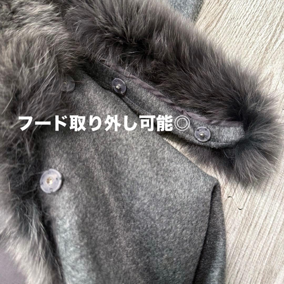 BALMAIN 高級 カシミヤ フォックスファー ポンチョ ケープコート グレー