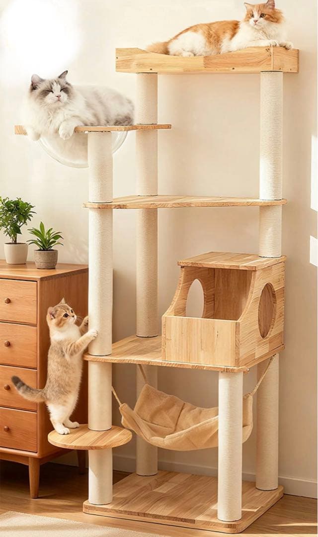 16日迄　未使用・未組立木製キャットタワー