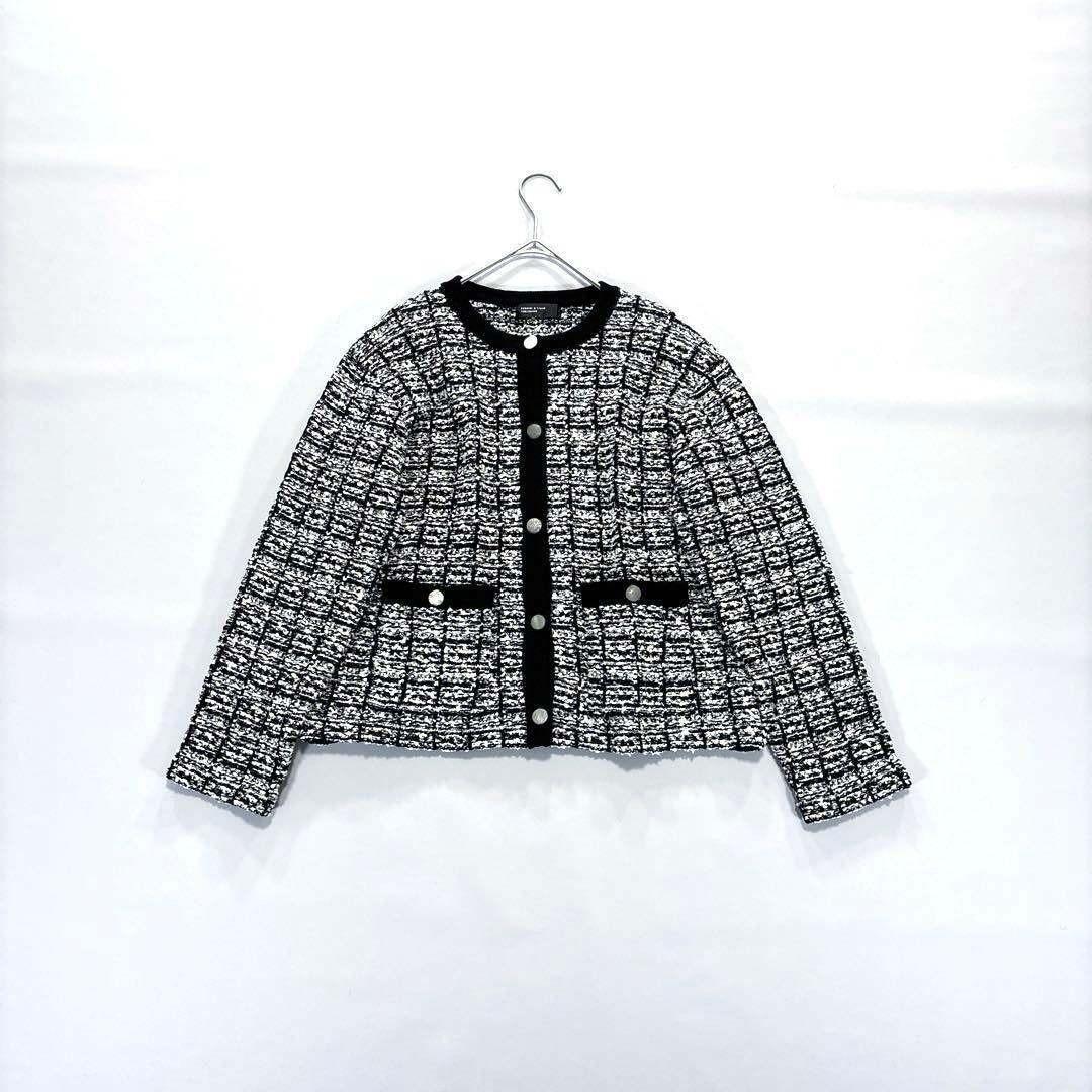 北欧、暮らしの道具店　カジュアルも、きちんとも　ノーカラー　ツイードジャケット